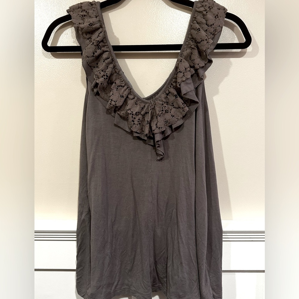 Gray Ruffled Women's Top - Picture 1 of 4